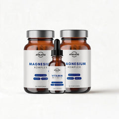 ATHLATIQ Essentials Bundle: zwei Dosen Magnesium Komplex und eine Flasche Vitamin D3 + K2 + E
