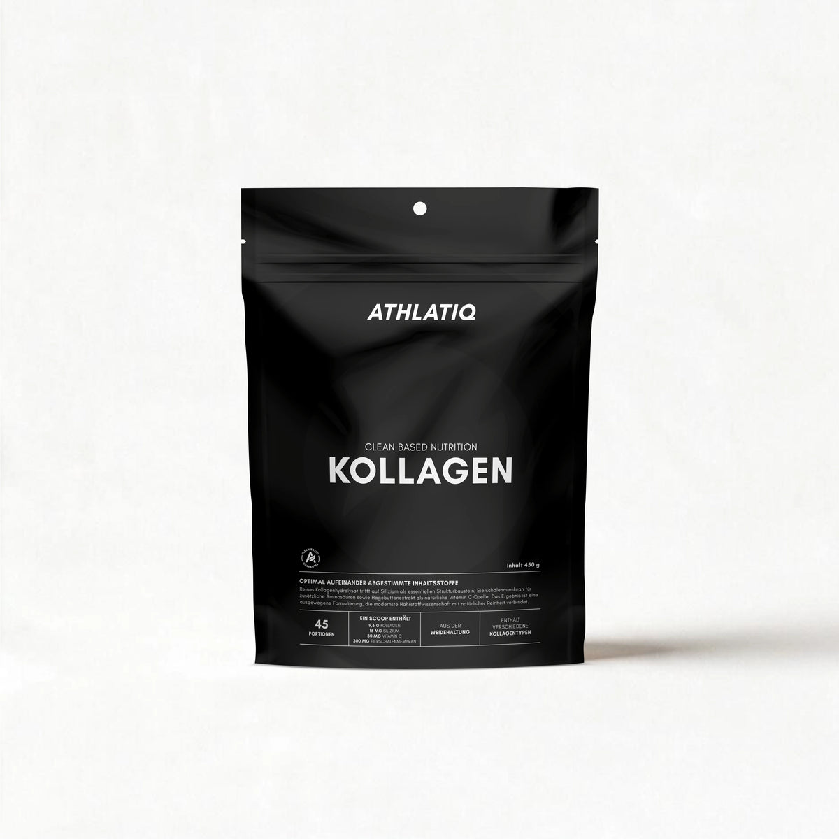 ATHLATIQ Kollagen Komplex im schwarzen Standbeutel, 450 g, 45 Portionen
